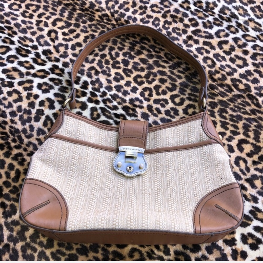Etienne Aigner Tan and Cream Shoulder Bag